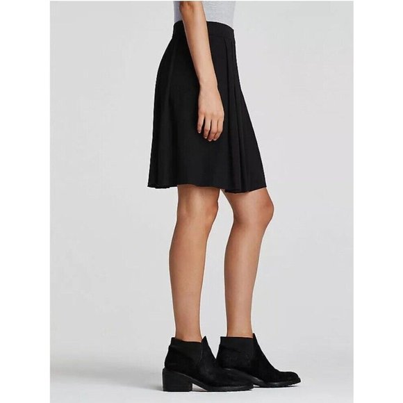 Eileen Fisher Black Pleated Pull On Skirt Stretch Jersey Knit size Small - Picture 2 of 12